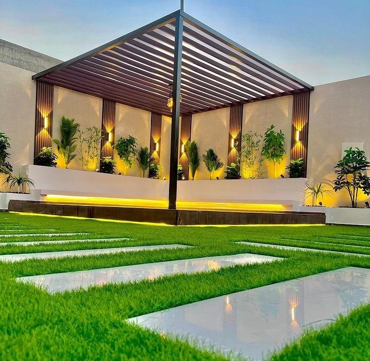 مظلات وسواتر حي الياسمين بالرياض تصميم حديث للحدائق