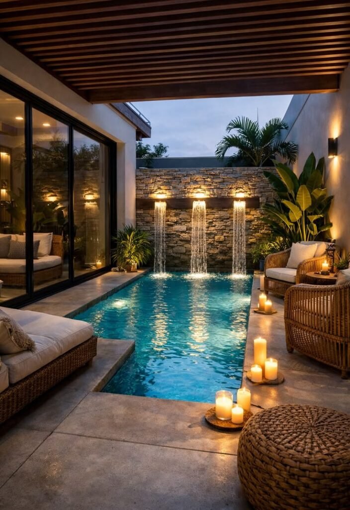 عشب طبيعي حول مسبح بالرياض