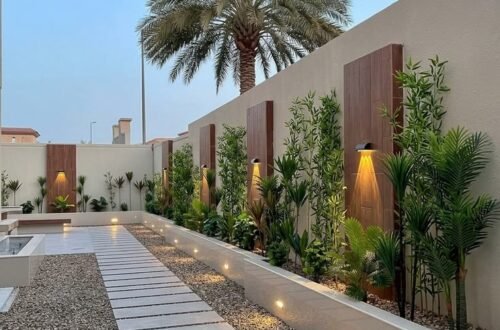 تصميم حدائق أمام الشركات بالرياض
